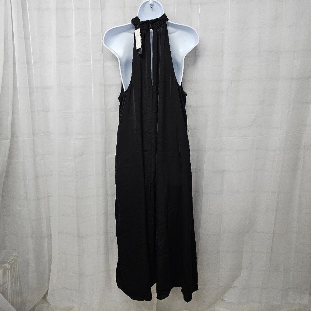 Banana Republic Dress Black Shift Midi Whimsigoth Minimalist Choker L NWT - Picture 6 of 11